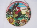 Colorful Rooster & Flower Garden Design 6 1/2