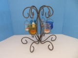 Wrought Iron Scroll Design 6 Arm Votive Candelabra