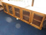 Pine Display Cabinet 5 Glass Panel Doors w/ White Porcelain Knobs