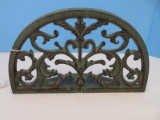 Cast Iron Arched Door Stop Classic Scroll Acanthus Reticulated Design