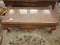 Pair - Wicker/Wood Low Table w/ Glass Top Carved Scroll/Acanthus Corners to Claw/Ball Feet