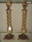 Curved Wooden Twin Candle Stands Twist Stem, Acanthus Carved Base/Top