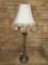 Tall Column Design Lamp w/ Painted Finial w/ White Tasseled Shade