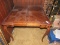 Pecan Wooden Dining Table w/ Extendable Curved Legs, Curved Sides