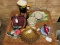 Misc. Ceramics Lot - Gilted Scallop Dish, Peach Platter, Tall Grape/Vine Pitcher, Bowls, Etc.