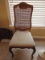 Pecan Wooden Chair Wicker Back Cream Upholstered Seat Curved/Scroll Legs