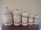 Ceramic Gilted Polka Dot Patter 5 Jars w/ Lids Ball Top