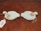 Pair - Ceramic Swans w/ Gilted Rim Ring Holder Dishes