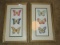 Pair - Colorful Butterflies Picture Prints in Gilted Wooden Frame/Matt