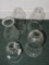 5 Hurricane Glass Shades, 1 w/ Etched Grape Pattern, 1 Bead Trim