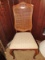 Wicker Back Scroll Floral Carved Wooden Chair w/ Upholstered Seat Curved Scroll Feet