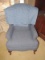 Queen Anne Style Arm Chair w/ Pink Upholstered Scroll Wooden Curved To Pad Feet