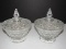 Pair - Vintage Tall Prescut Glass Covered Candy Dishes