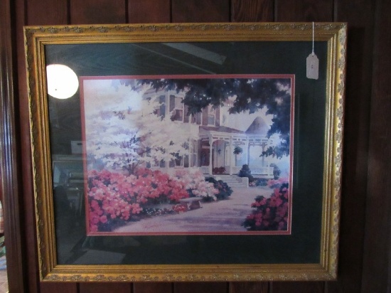 "South Manor" Ray Burdiginsle Picture Print in Ornate Scalloped Gilted Wooden Frame/Matt