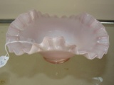 Opaque Pink Ruffled Rim Bowl