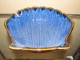 Ceramic Glazed Blue/Brown Shell Dish