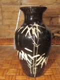 Black Bamboo Cut Design Ceramic Bud Vase
