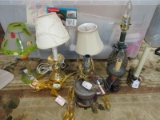 Lot - Small Candle Lamp, Antique Patina Lamp, Pineapple Body Lamp, Etc.