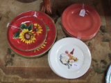 Lot - 3 Sunflower Plates, 5 Pottery Plates, Porcelain France De Cologne Plates
