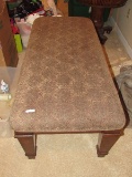 Wooden Bed-End Bench w/ Upholstered Top to Block/Column Legs