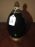 Black Ceramic Décor Egg w/ Gilted Accent Base/Pineapple Top