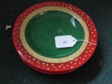 6 Red/Green/Gilted Spotted Glass Plates 11