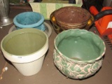 Planter Lot - Brass Planter, Ceramic Pots, Grecian/Floral Designs, Etc.