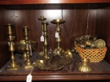 Brass Lot - Tall Candle Holders, Floral Bowl, Floral Dish, Wall Décor, Etc.
