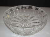 Large Oval Cut Crystal Glass Bowl w/ Star Burst Center