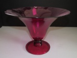 Tall Pink Glass Compote Bowl
