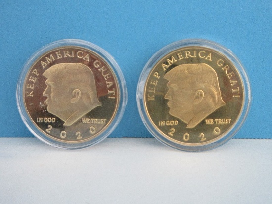 2 Donald Trump 2020 "Keep America Great!" Tribute Commemorative Collectible 1 1/2" D Coins