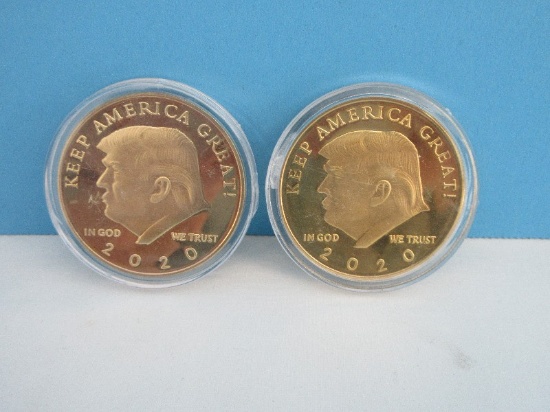 2 Donald Trump 2020 "Keep America Great!" Tribute Commemorative Collectible 1 1/2" D Coins