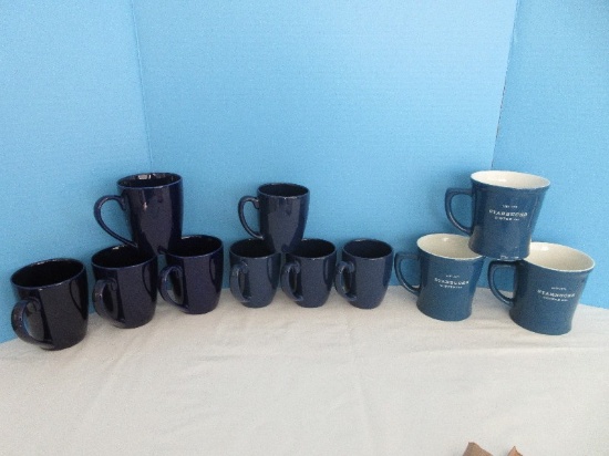 Lot - 3 Starbucks Coffee Co. 18oz. Blue Mugs, 4 Cobalt Blue 4 1/2" Mugs