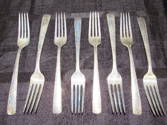 8 Gorham Sterling Camellia Pattern Table Forks Floral Trim Pattern