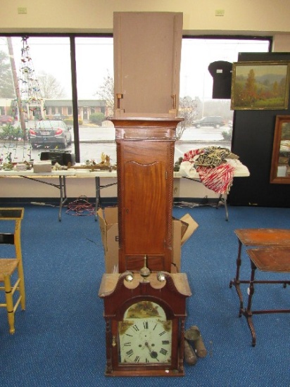 Tall Wooden Grandmother Clock Twist Columns, Open Door Front