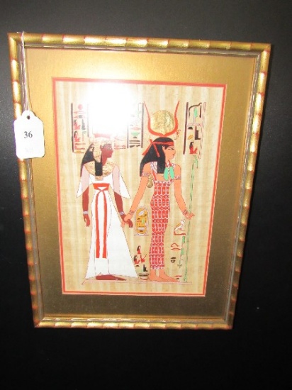 Hand Painted Egyptian Woman Picture in Gilded Bamboo Design Frame/Matt