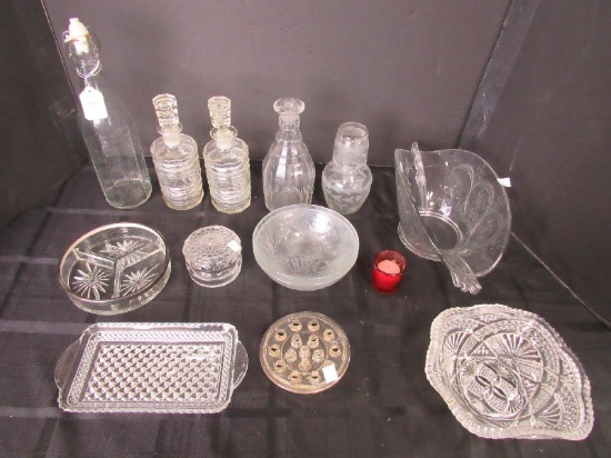 Misc. Glass Lot - Tall Glass, Wide Bread Plate, Etc.