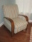 Leggett & Platt Transitional Modern Stripe Upholstery Recliner w/ Wooden Trim Arched Arms