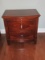 Refined Modern Cherry Stain Finish 2 Drawer Bow Front Nightstand w/ Pull Out Tray