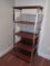 Modern Bookcase w/ Simulated Grain Curved Front Shelves Stainless Steel Frame