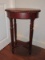Victorian Era Style Oval Accent Table Distressed Cherry Finish, Beaded Trim on Reeded Column