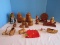 Wooden Lot - Treenware Eggs, 4 Jars w/ Lids, Late Miniature Baskets, Figures