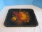 Toleware Style Artisan Signed Hand Painted Floral Bouquet Tray