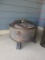 Footed Metal Round Fire Pit w/ Hoops & Screen Dome Cover
