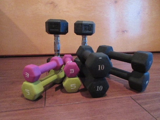 5 Pair - Fitness Non-Slip Coated Dumbbells Weights