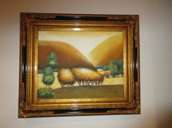 Landscape Mountain Background Original Acrylic on Canvas Artist Signed