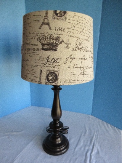 Classic Candlestick Form 26 1/4" Table Lamp Antiqued Bronze Patina w/ Letters to Paris Shade