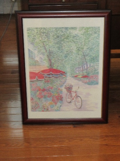 Titled "Rendezvous I" Artist Signed Peter Wong Print in Frame