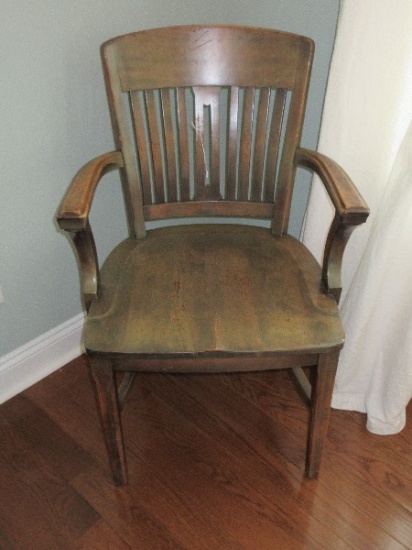 Vintage Birch-Mahogany Mixed Wood Philadelphia, P.A. Branch Desk Chair Slat Back