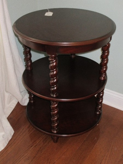 Avenue B Furniture Cherry Finish Round Barley Twist 3-Tier Center Table